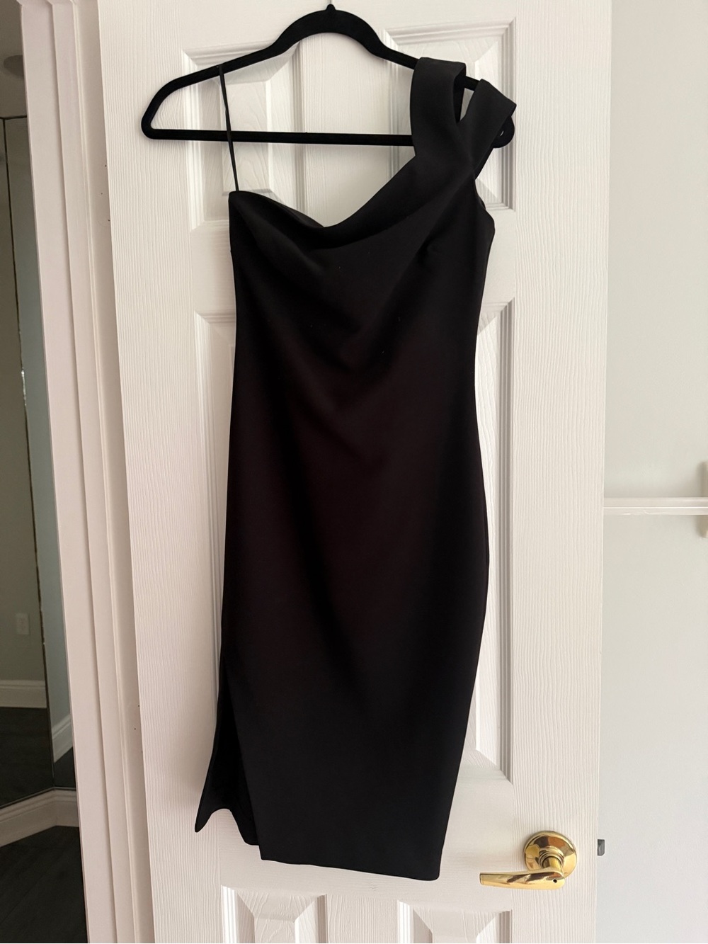 Likely Black One-Shoulder Cocktail Sheath Dress